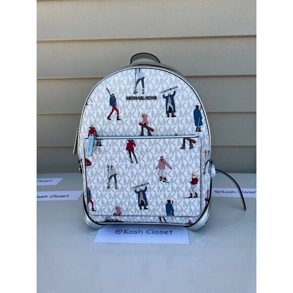 Michael Kors backpack adina medium jet set girls MK signature bright white multi main image 4